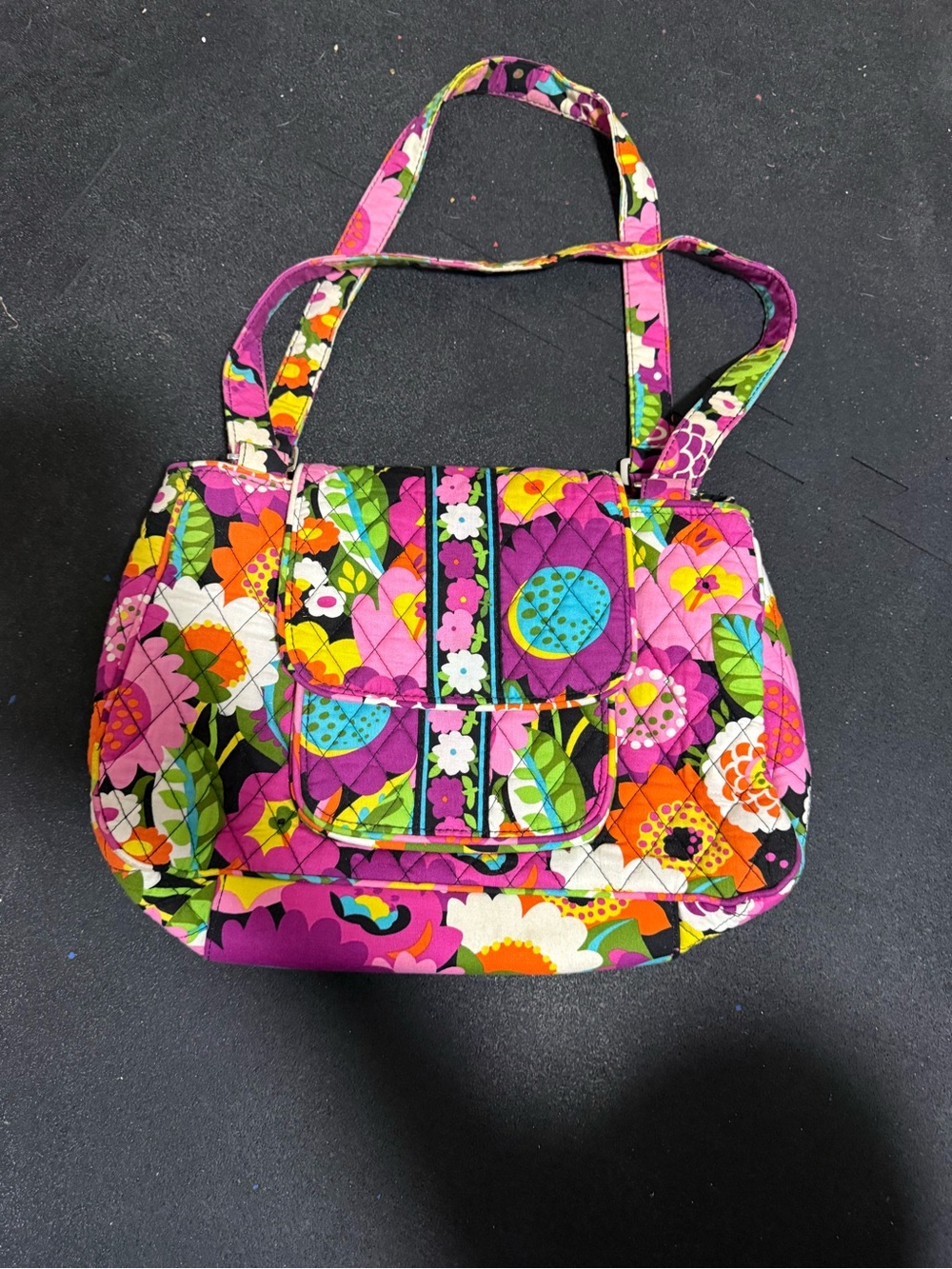 Vera Bradley Pink Multi Floral Quilted Shoulder Bag Retired Va Va bloom print.